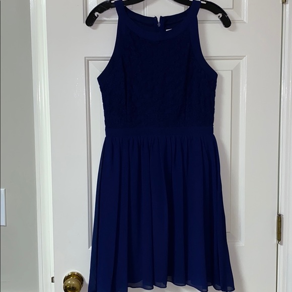 Miami Navy blue chiffon and lace dress - Picture 2 of 8